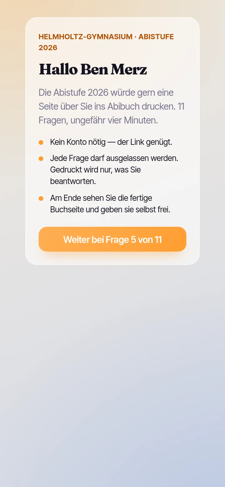 Die Begrüßung, die eine Lehrkraft sieht, wenn sie den Link öffnet.